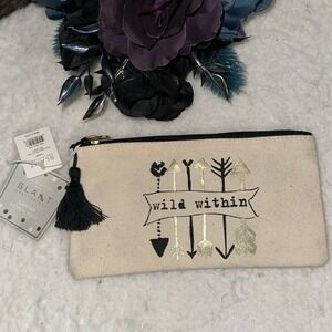Slant Collections Wild Within Canvas Pencil Case Zipper Pouch Gold Arrow F155397